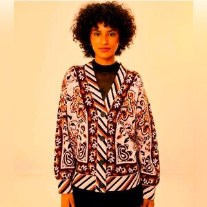 FARM RIO Glam Tapestry Knit Cardigan